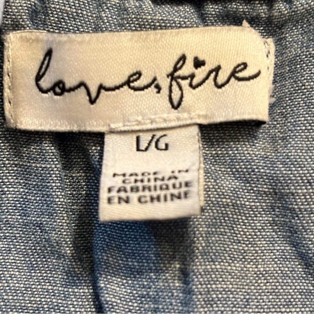 Love, Fire Light Blue Denim Dress Size Large - Picture 6 of 7